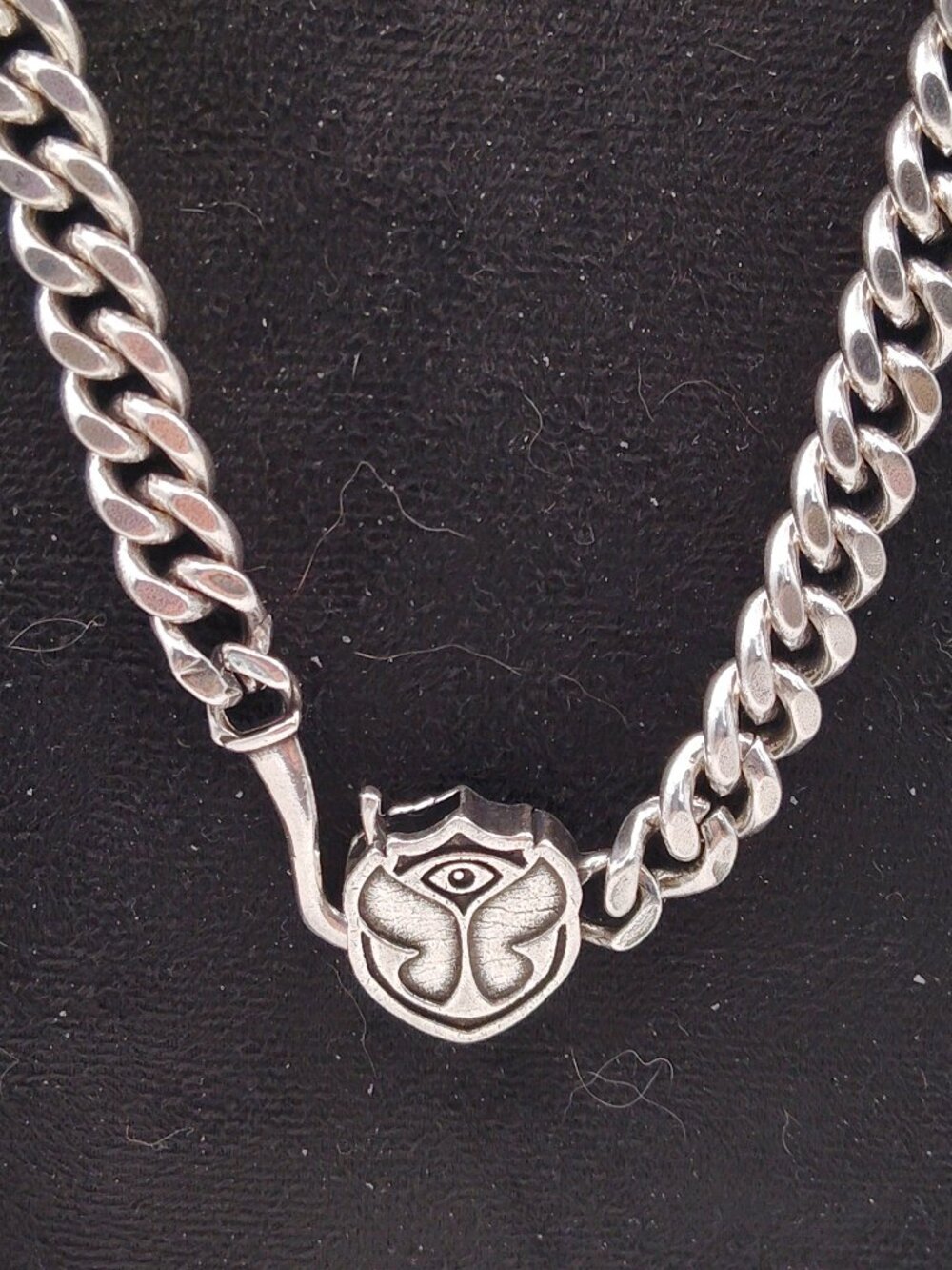 Sterling Silver Tomorrowland Icon Chain Necklace – Eye & Butterfly Emblem 87g